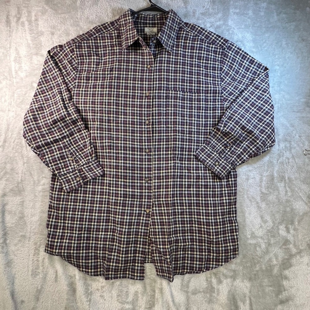 Kikomo Mens 2X Plaid Button Down Rugged Outdoors Gorpcore Layering Grunge Preppy